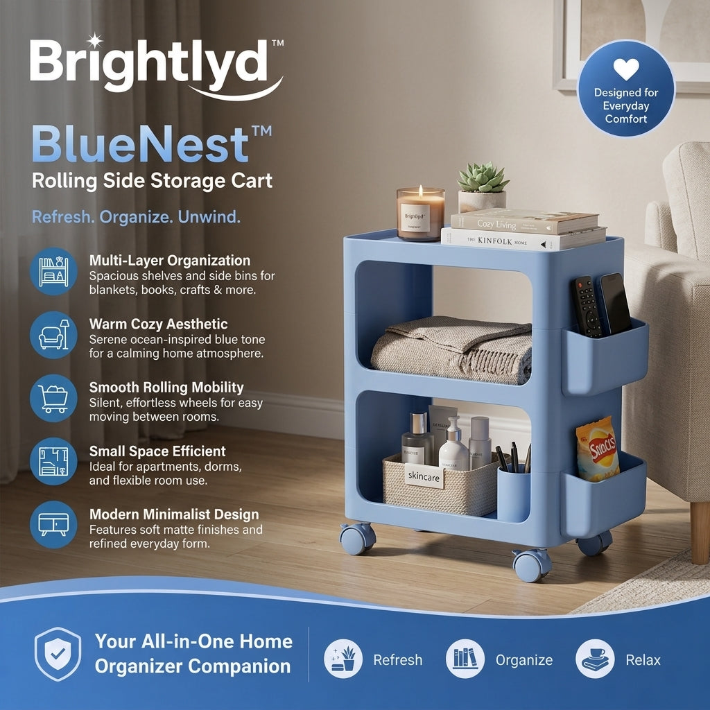 Brightlyd™ BlueNest Rolling Side Storage Cart