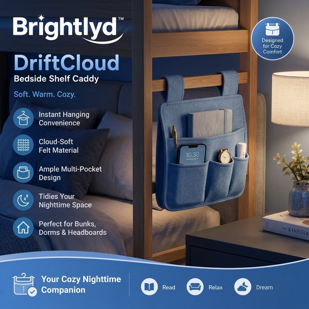 Brightlyd™ DriftCloud Bedside Shelf Caddy