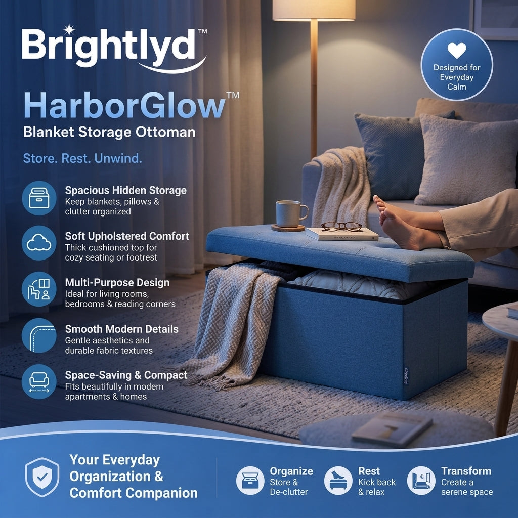Brightlyd™ HarborGlow Blanket Storage Ottoman