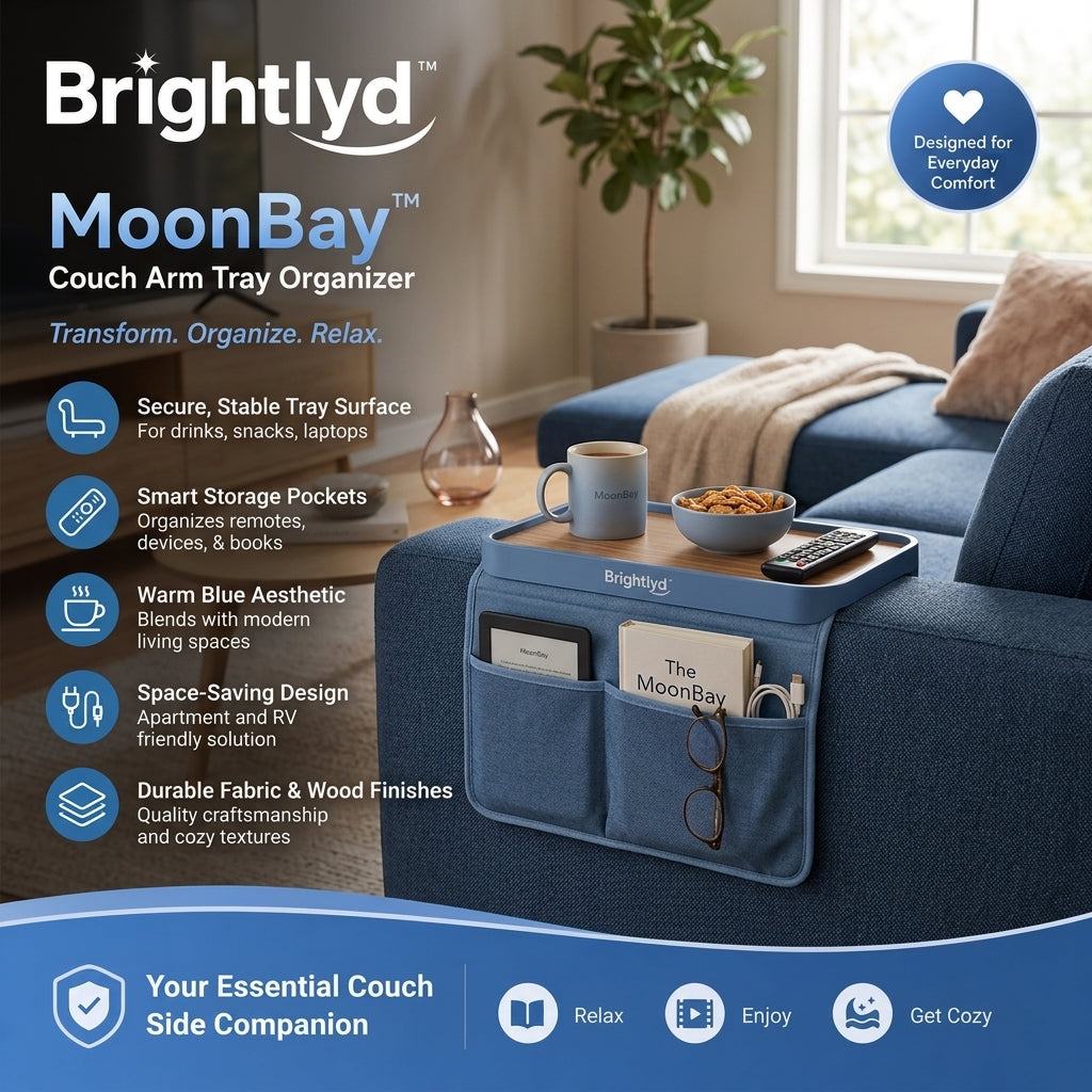 Brightlyd™ MoonBay Couch Arm Tray Organizer