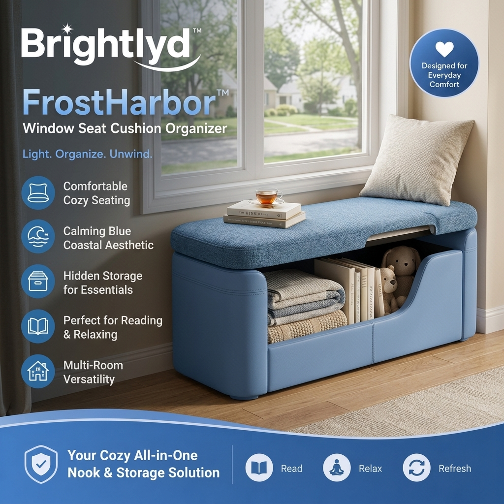 Brightlyd™ FrostHarbor Window Seat Cushion Organizer
